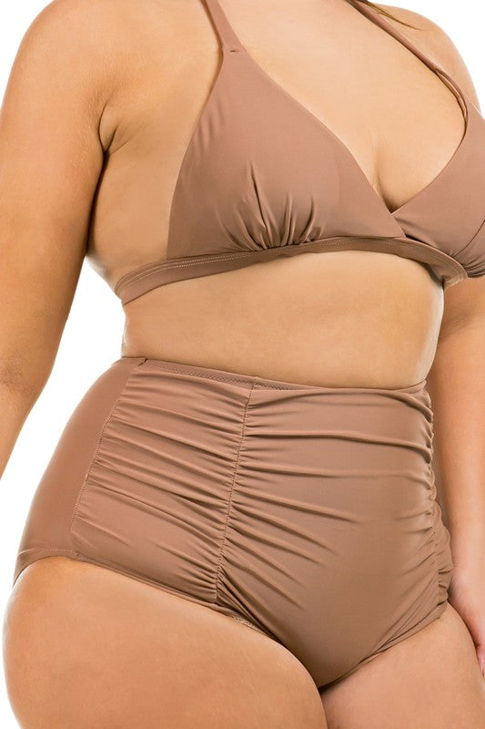 Plus Size Two Piece High Waist Front Swimsuit