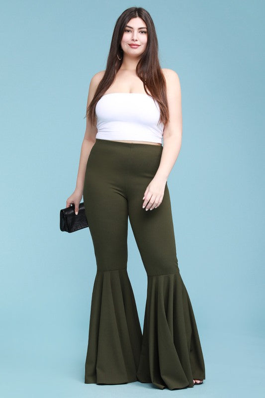 Full Length Mermaid Ruffled Flare Bell Bottom Pants