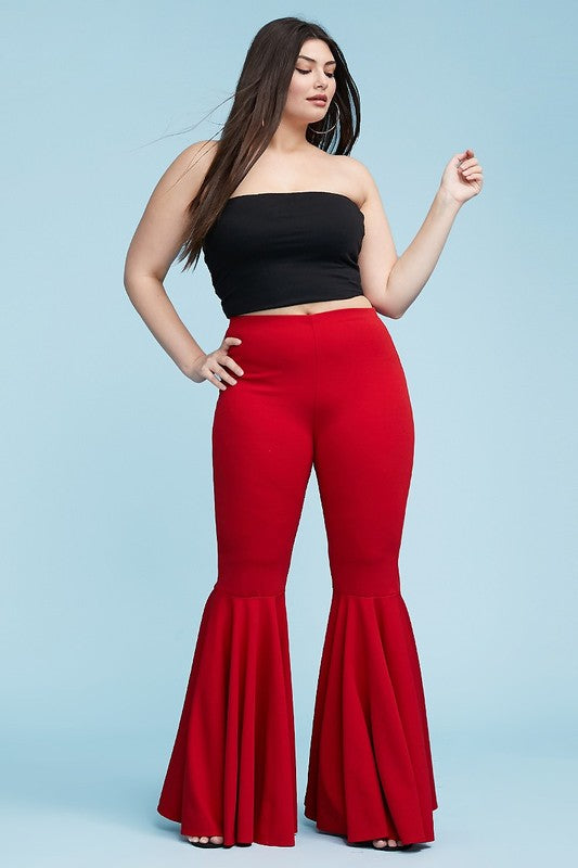 Full Length Mermaid Ruffled Flare Bell Bottom Pants