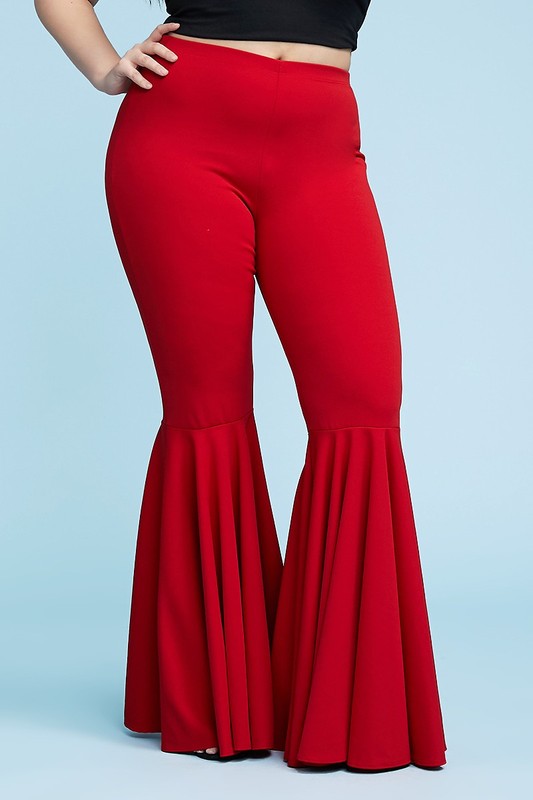 Full Length Mermaid Ruffled Flare Bell Bottom Pants
