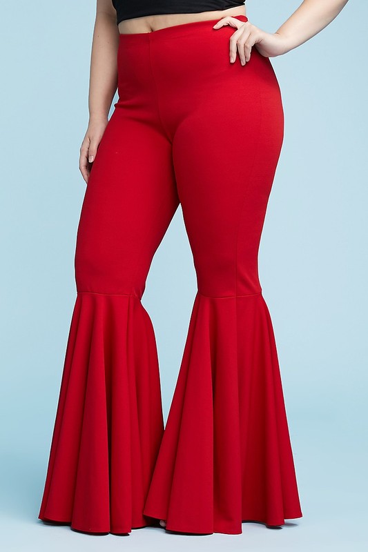Full Length Mermaid Ruffled Flare Bell Bottom Pants