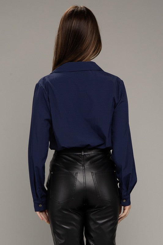 Women's Collared Long Sleeve Bodysuit