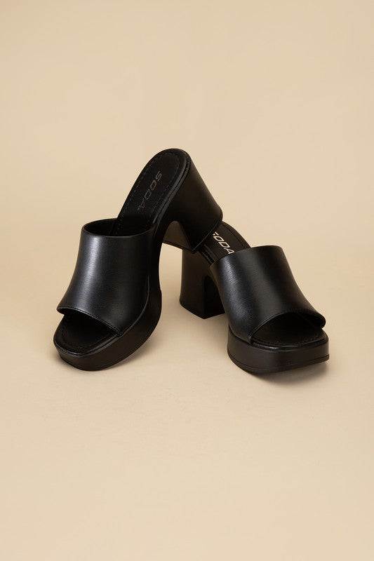 Typo Block Slide Mules Platform Heels