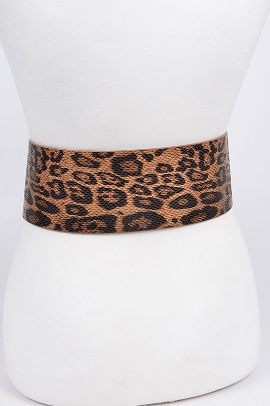 Iconic Square Buckle Belt with Leopard Print