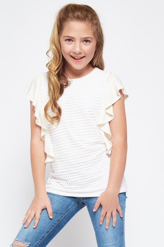 Girl's Casual Solid Ruffle Top