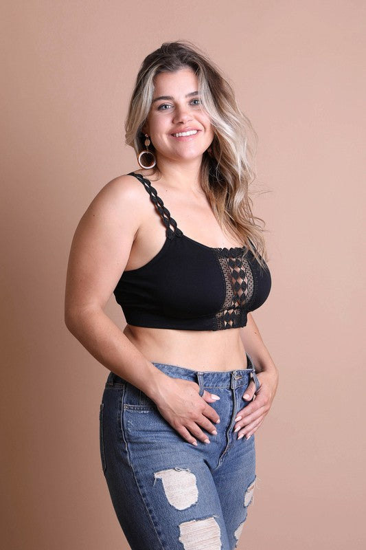 Plus Size Boho Eye Lace Applique Bralette