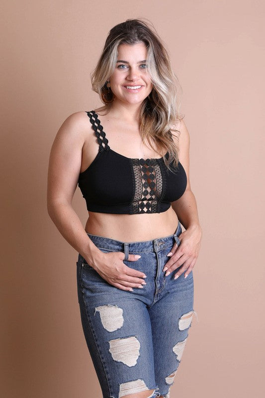 Plus Size Boho Eye Lace Applique Bralette