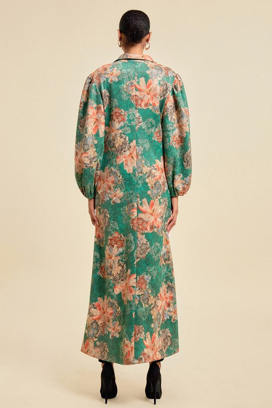 Women's Fall Faux Suede Maxi Jacket with Pockets