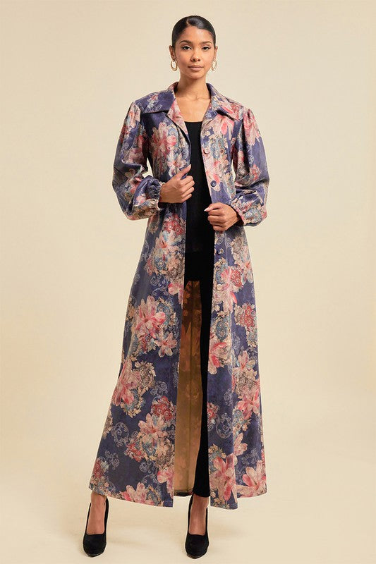 Women's Fall Faux Suede Maxi Jacket with Pockets