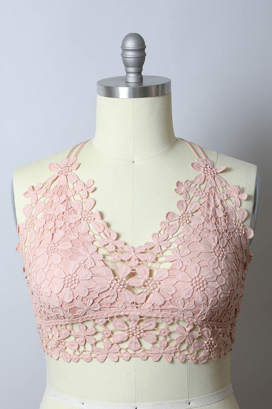 Plus Size Crochet Daisy Longline Bralette