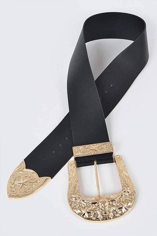 Gold Oversized Buckle Plus Size Belt