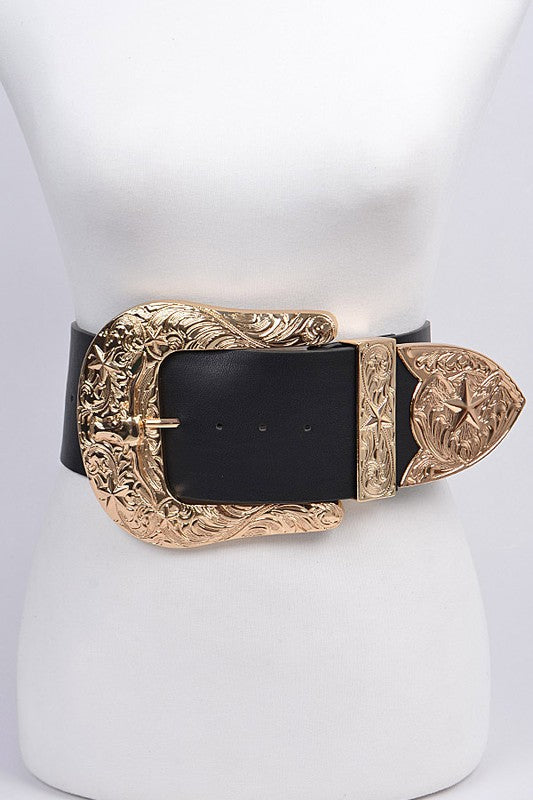 Gold Oversized Buckle Plus Size Belt