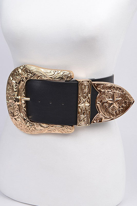 Gold Oversized Buckle Plus Size Belt
