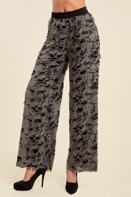 Women's Distressed Hooded Jogger Set