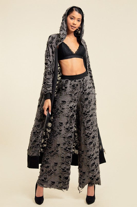 Women's Distressed Hooded Jogger Set