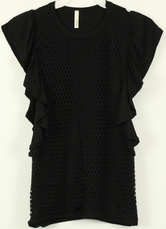 Girl's Casual Solid Ruffle Top