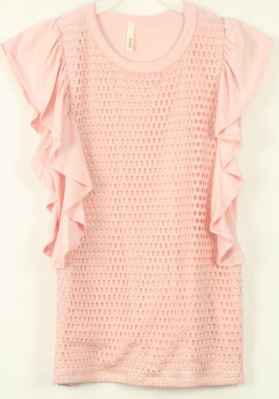 Girl's Casual Solid Ruffle Top