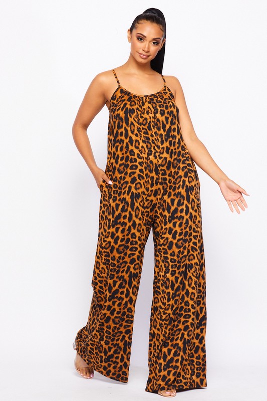 Women's Comfy Tank Palazzo Jumpsuit with Side Pockets