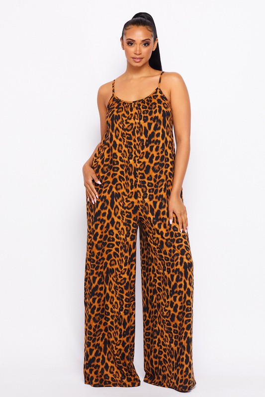 Women's Comfy Tank Palazzo Jumpsuit with Side Pockets