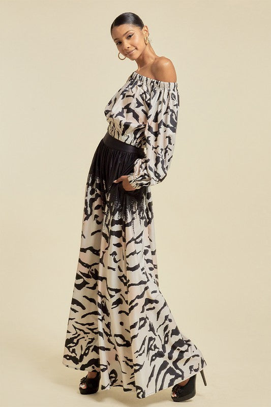 Animal Print Maxi Skirt and Top Set