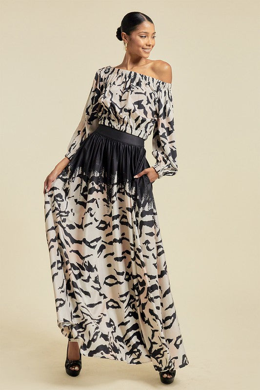Animal Print Maxi Skirt and Top Set