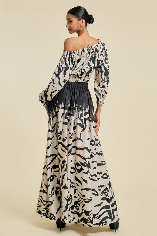 Animal Print Maxi Skirt and Top Set