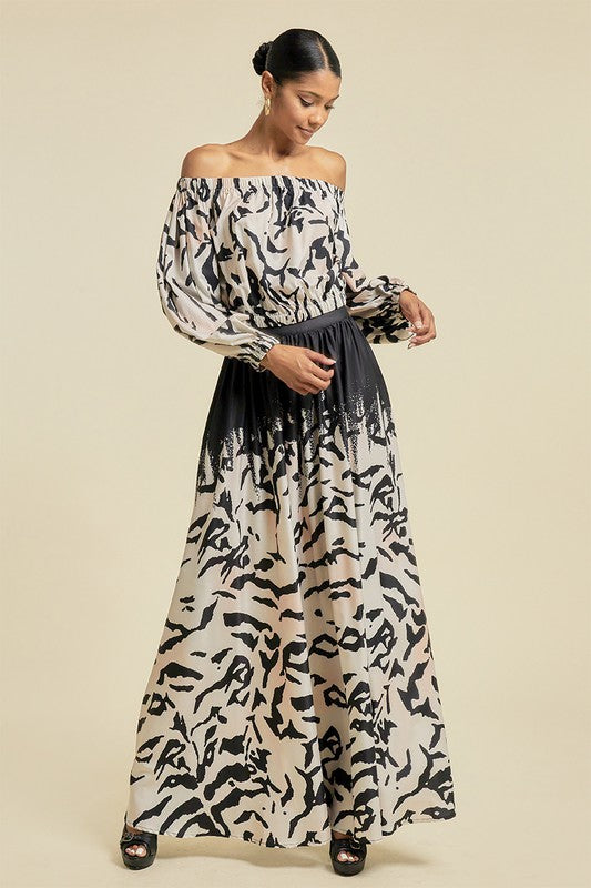 Animal Print Maxi Skirt and Top Set