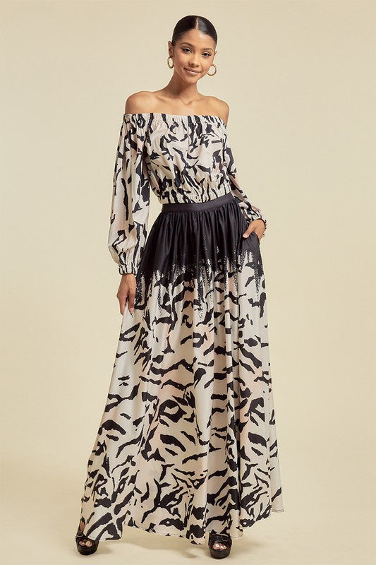 Animal Print Maxi Skirt and Top Set