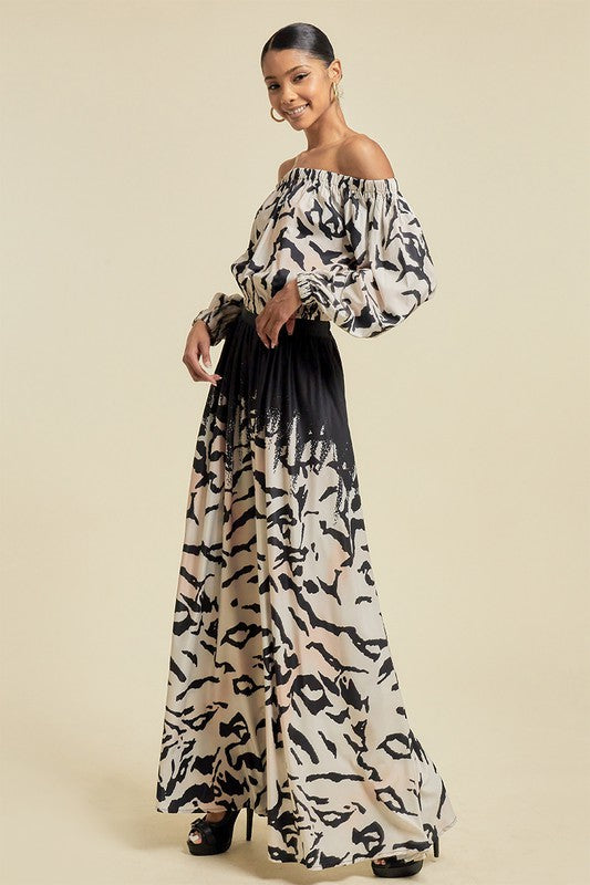 Animal Print Maxi Skirt and Top Set