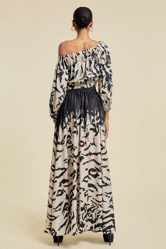 Animal Print Maxi Skirt and Top Set