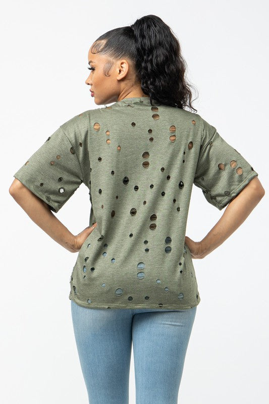 Women's French Terry Hole Front Patch Top