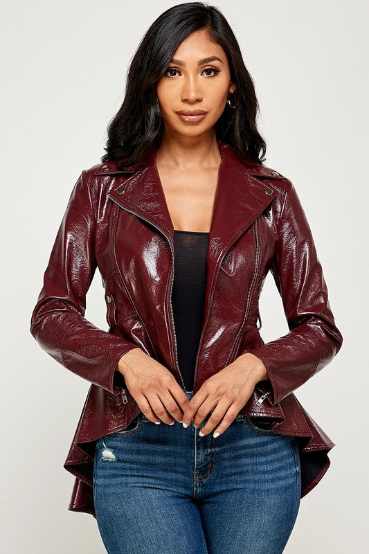 Women's Peplum-hem Biker Jacket