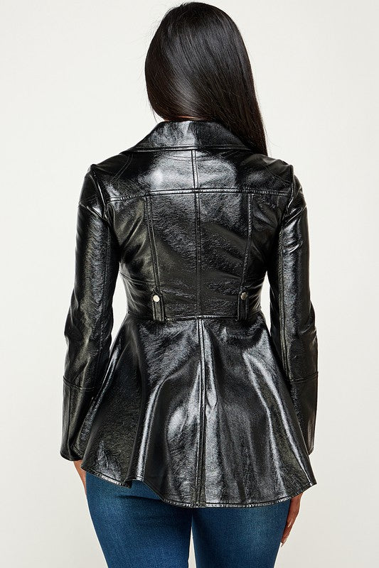 Women's Peplum-hem Biker Jacket