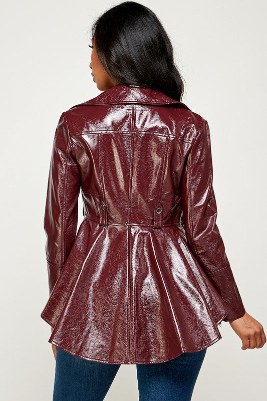 Women's Peplum-hem Biker Jacket