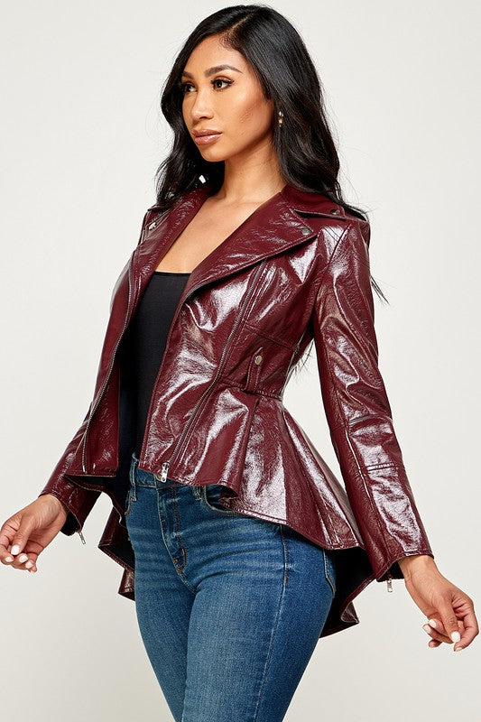 Women's Peplum-hem Biker Jacket