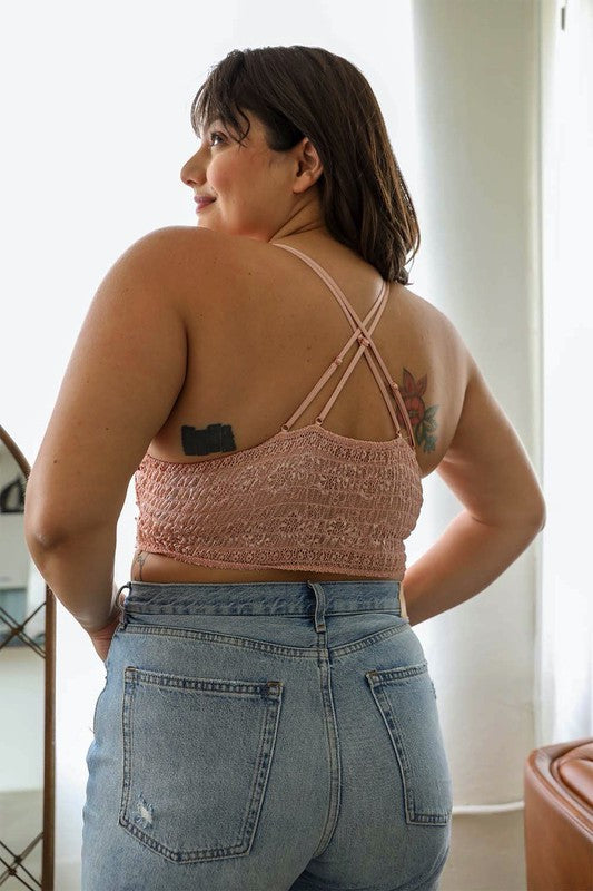 Plus Size Crochet Daisy Longline Bralette