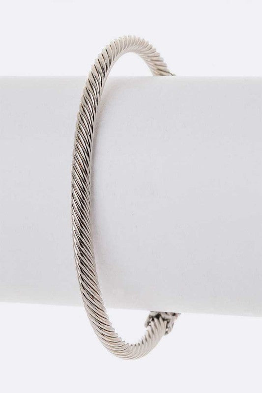 Designer Inspired Cable Open Turquoise Bangle