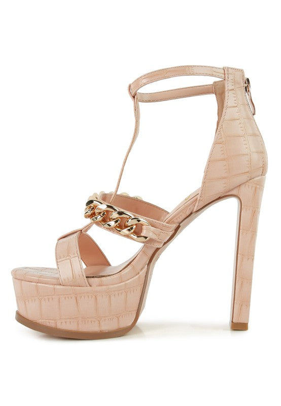 Bonita Metal Chain Zip Up Mary Jane Style Sandals