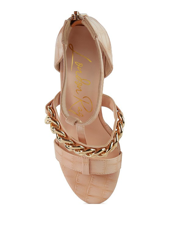Bonita Metal Chain Zip Up Mary Jane Style Sandals