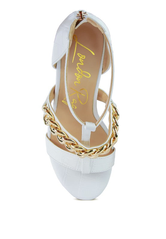Bonita Metal Chain Zip Up Mary Jane Style Sandals