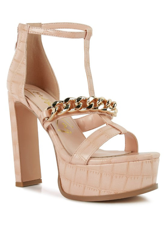 Bonita Metal Chain Zip Up Mary Jane Style Sandals