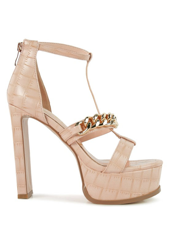 Bonita Metal Chain Zip Up Mary Jane Style Sandals