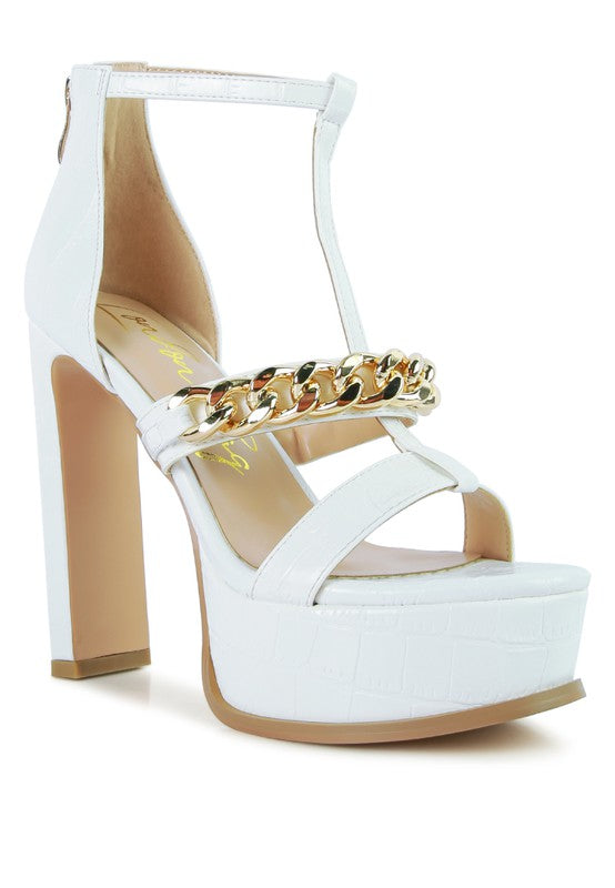 Bonita Metal Chain Zip Up Mary Jane Style Sandals