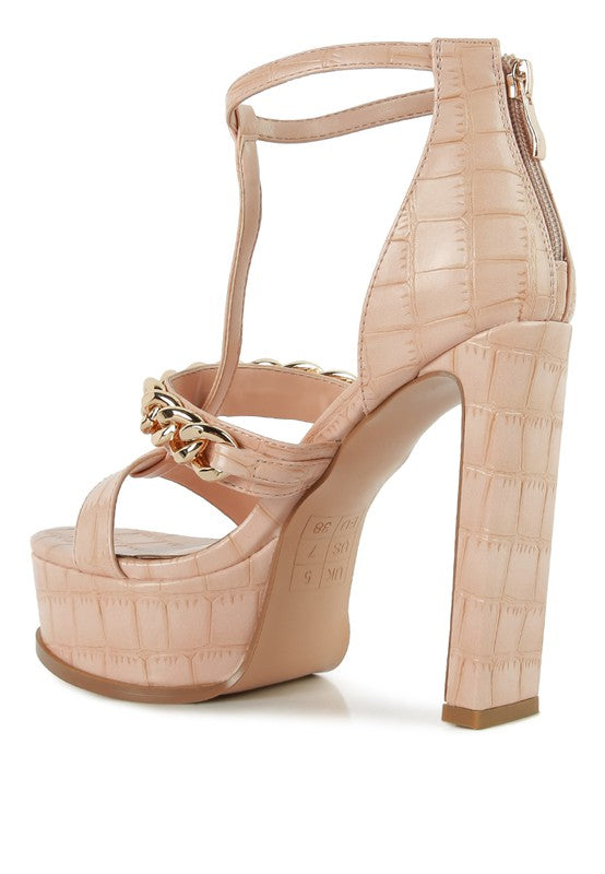 Bonita Metal Chain Zip Up Mary Jane Style Sandals