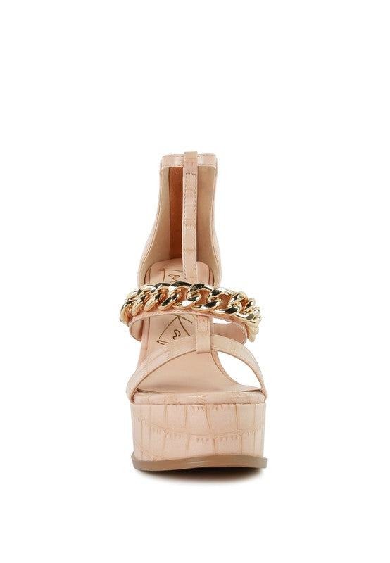 Bonita Metal Chain Zip Up Mary Jane Style Sandals