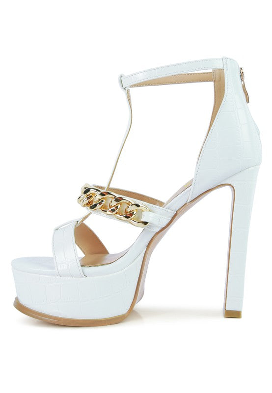 Bonita Metal Chain Zip Up Mary Jane Style Sandals