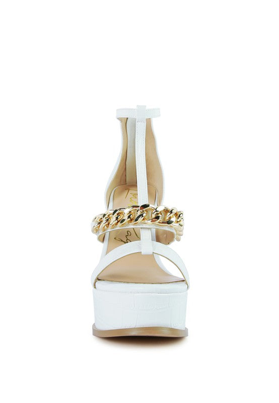 Bonita Metal Chain Zip Up Mary Jane Style Sandals