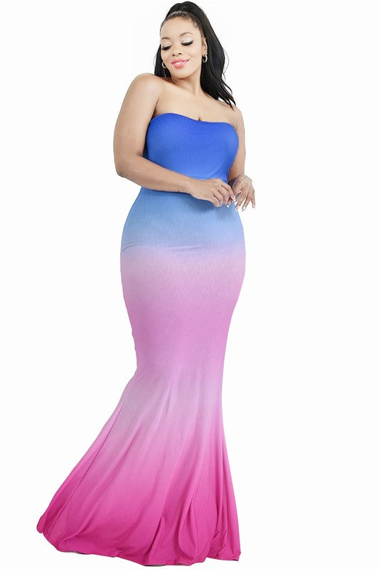 Plus Size Off Shoulder Ombre Mermaid Dress