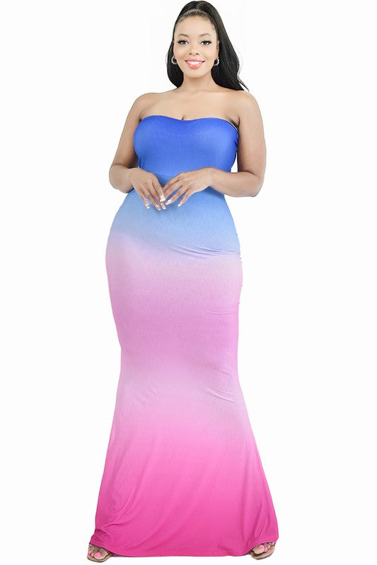 Plus Size Off Shoulder Ombre Mermaid Dress