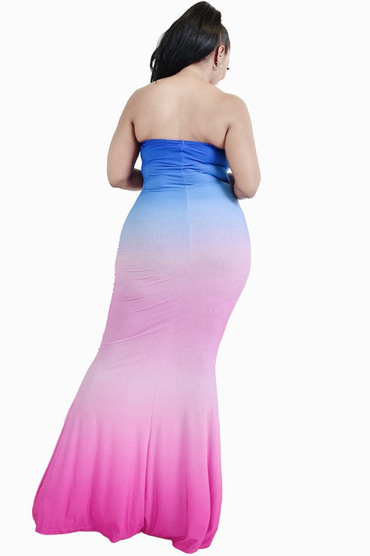 Plus Size Off Shoulder Ombre Mermaid Dress